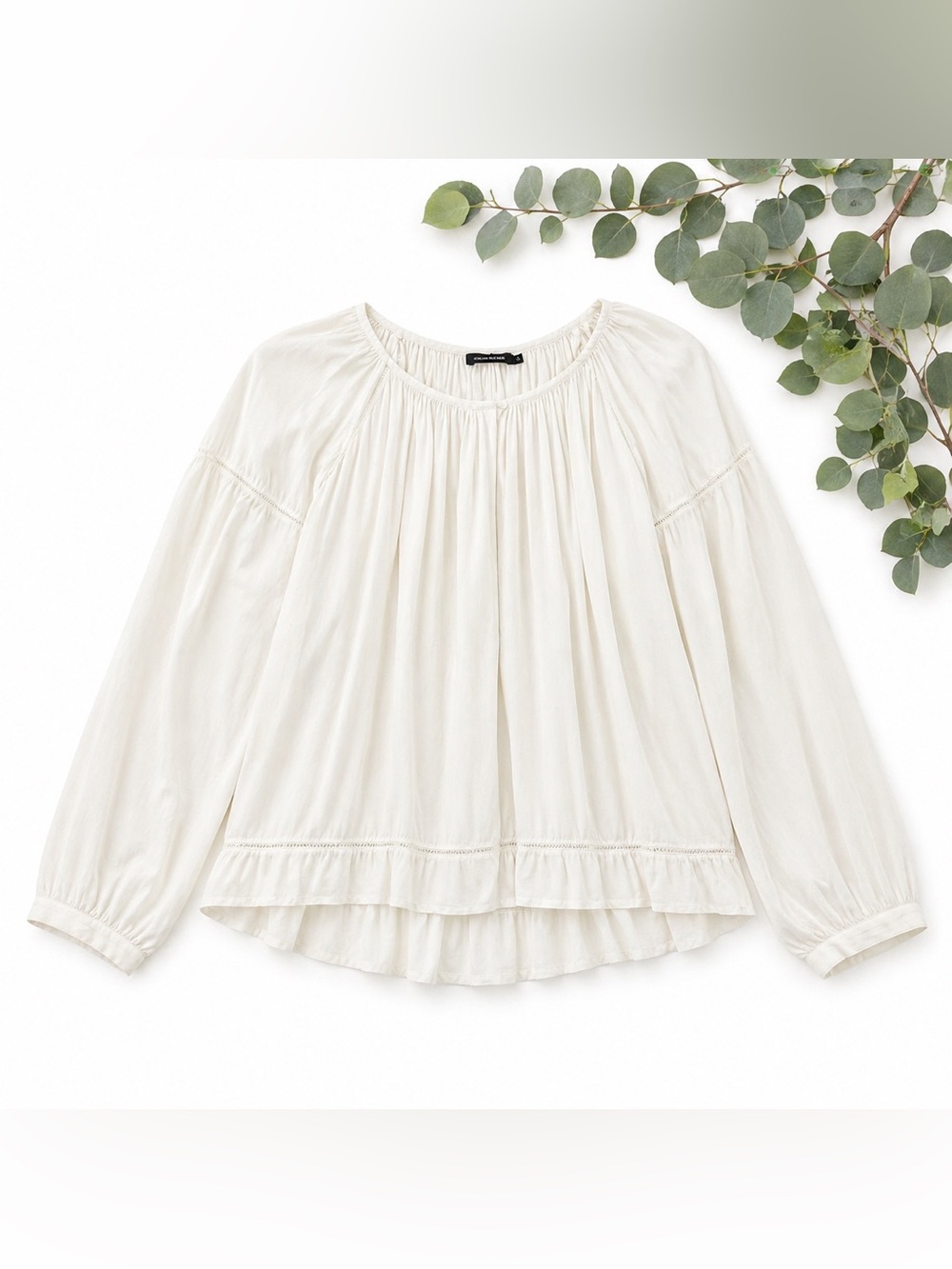 Calvin Rucker Silk Blend Blouse | Raw Hem | Quiet Luxury Cream Top